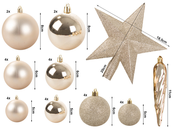 Christbaumkugeln weihnachten gold glitzer stern glitzer 8 / 6 / 5