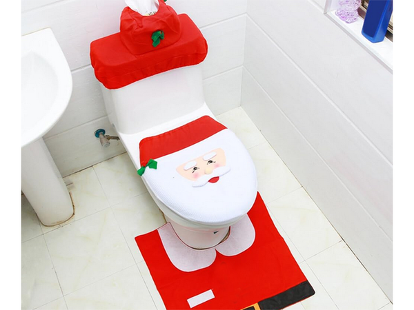Juego de baño de navidad alfombra michael tapa de inodoro