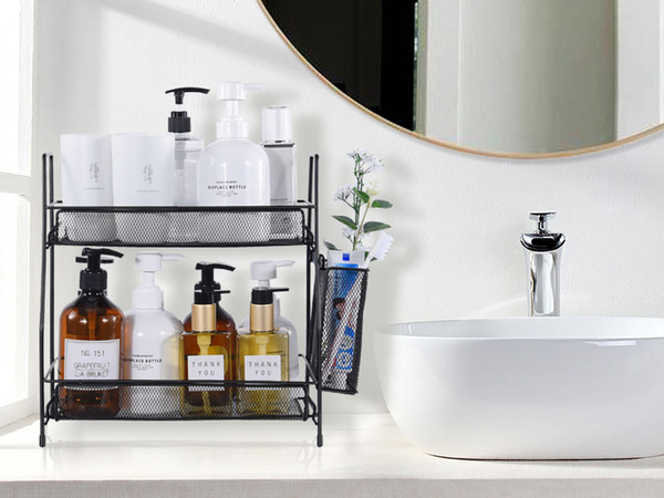 Raft de bucătărie loft bucătărie organizator cu două etaje stand cu coș