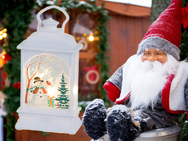 Lanterne de noël décoration lanterne led décoration vitrail lanterne bonhomme de neige