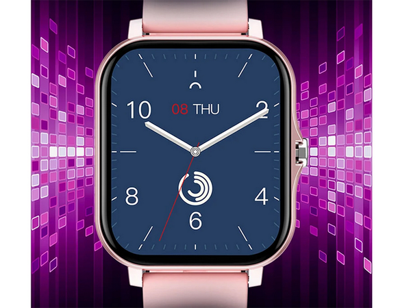 Smartwatch sieviešu vīriešu gumijas siksna sporta bluetooth sarunas rozā