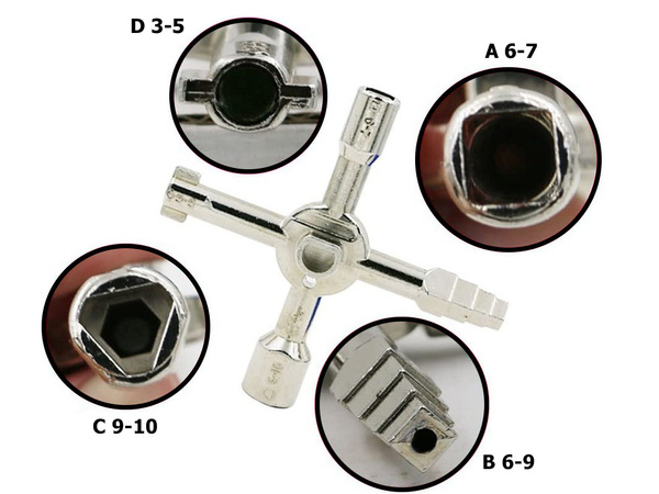 Universal electric cabinet spanner 10in1