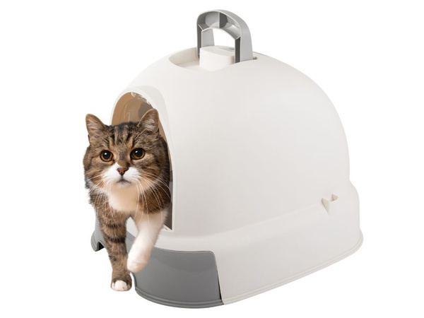 Kuweta dla kota duża zamknięta na żwirek łopatka wytrzymała wysuwana