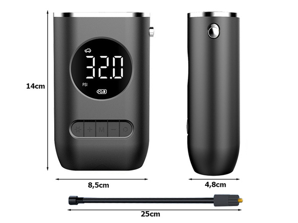 Bomba de bateria para bicicleta coche compresor electrico 10 bar lcd