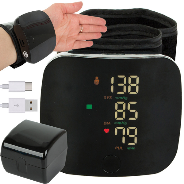 Electronic wrist blood pressure monitor lcd case acoustic usb