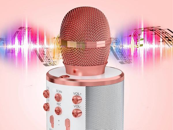 Bezdrôtový mikrofón bluetooth karaoke reproduktor okrúhly s puzdrom rôzne režimy