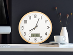 Reloj de pared grande silencioso 30cm puntero redondo fecha temperatura segundos