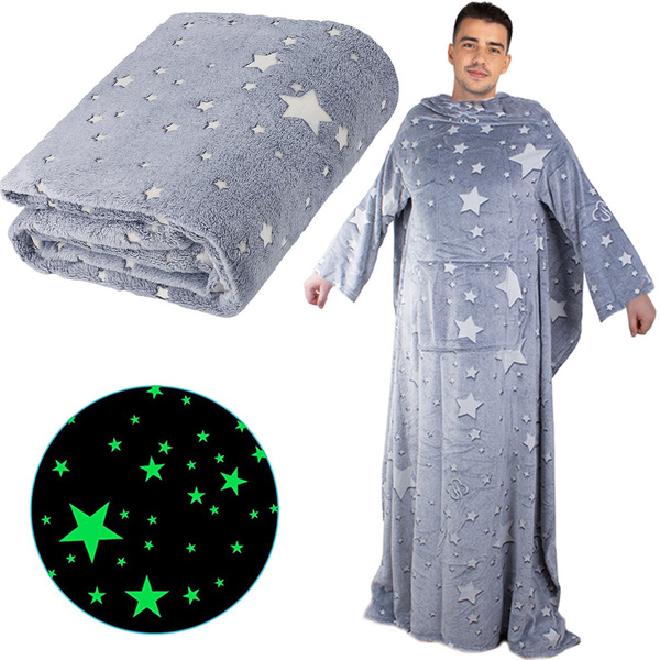 Deka s rukávmi fleece teplá mikina župan neon