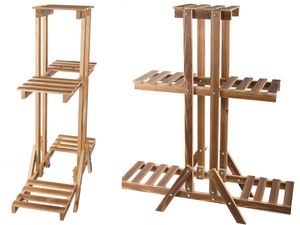 Support de pot de fleurs à trois niveaux pots de fleurs en bois