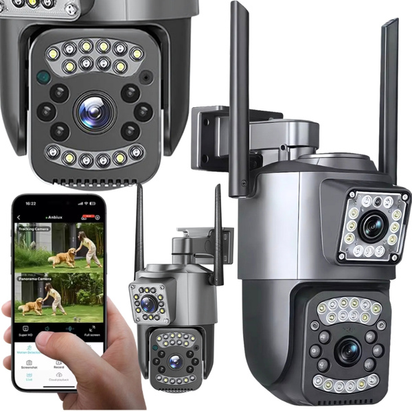 Cámara con dos objetivos wifi exterior giratoria detector de movimiento ip 4g