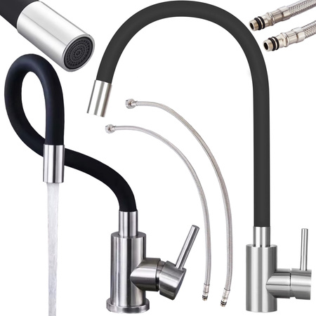 Mitigeur de cuisine flexible avec bec pivotant 360 flexible
