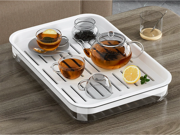 Two-layer kitchen tray drining rack for dishes vegetables fruit plastic