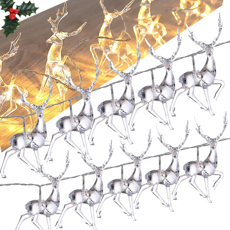 Christmas lights reindeer garland 10 led with glitter for christmas tree