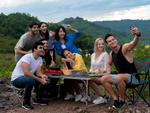 Zložljiva taborniška miza turistična miza s 4 stoli vrtna miza
