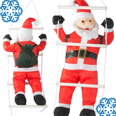 Santa claus on a ladder christmas decoration balcony terrace decoration 95 cm chimney