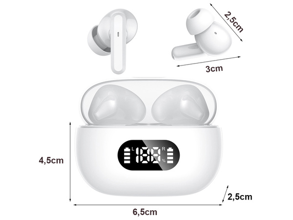 Écouteurs intra-auriculaires sans fil bluetooth avec étui de chargement à led et microphone