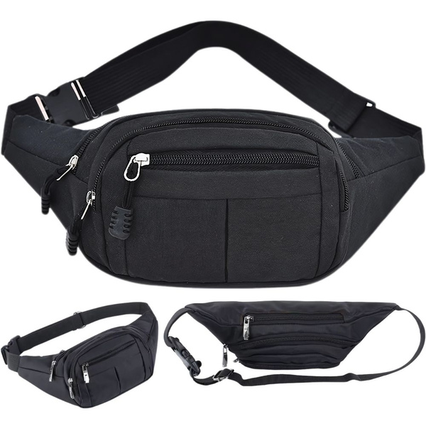 Bărbați rinichi sachet femei sport centura 4 buzunare negru reglabil