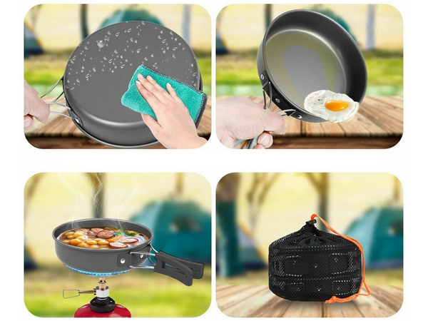 Camping cookware set kemping kettle frying pan 18in1