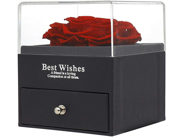 Immerwährende rose in einer box geschenkbox schmuck halskette schublade
