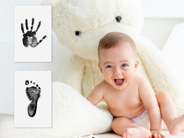 Kit pour prendre l'empreinte de la main ou du pied de bébé encre sans danger pour les nouveau-nés