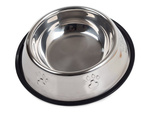 Bol metalic pentru câine pisică argint pe cauciuc 0.5l