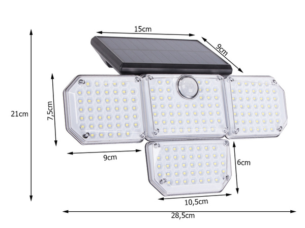 Solárna lampa 181 led so súmrakovým senzorom pohybu + diaľkové ovládanie záhradná pouličná lampa
