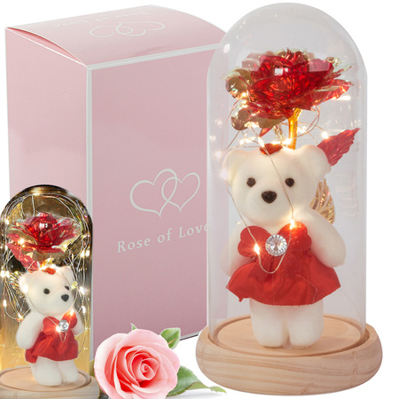 Immerwährende rose in glas led leuchtenden glas-box frauentag geschenk