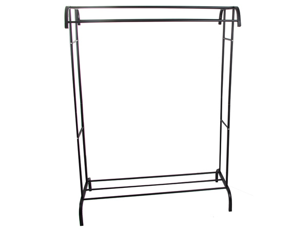 Standing clothes hanger with shelves for shoes and jackets, metal, for wardrobe