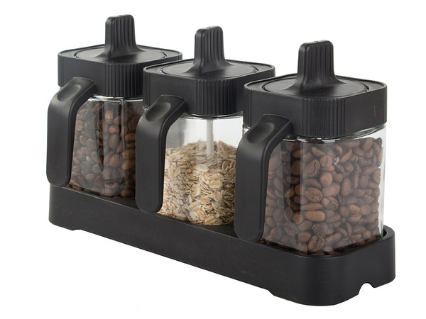 Récipients à épices en verre avec cuillère alimentaire set de 3 pièces