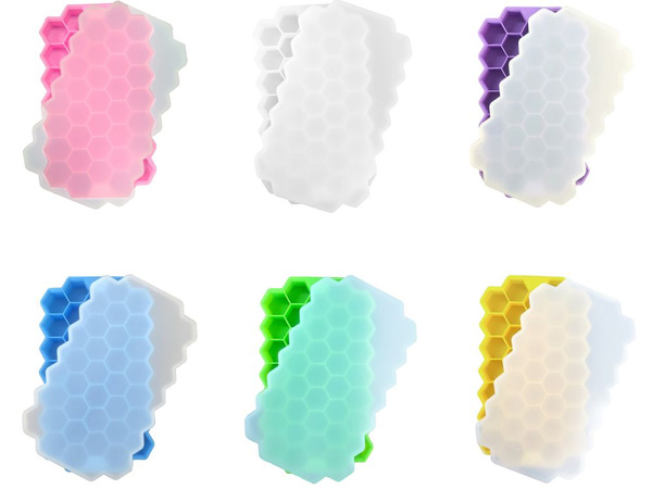 Moule à glaçons en silicone, récipient de 37 glaçons, forme hexagonale