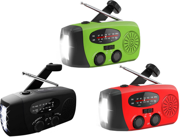 Raadio taskulamp laetav päikesepaneel dünamo käivitus powerbank usb hädaolukorras