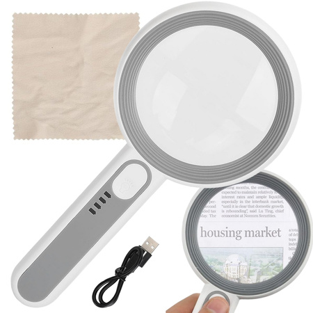Illuminated reading glass magnifying glass 6-12x with led lighting