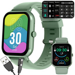Montre connectée pour femme et homme, bracelet en caoutchouc, sport, Bluetooth, appels, vert