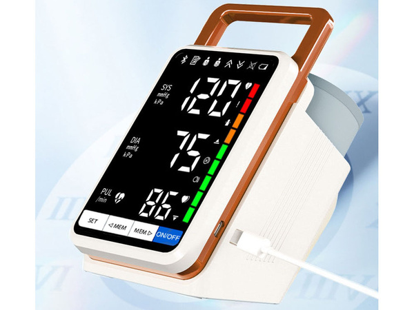 Upper arm blood pressure monitor readable ecan arrhythmia blood pressure monitor
