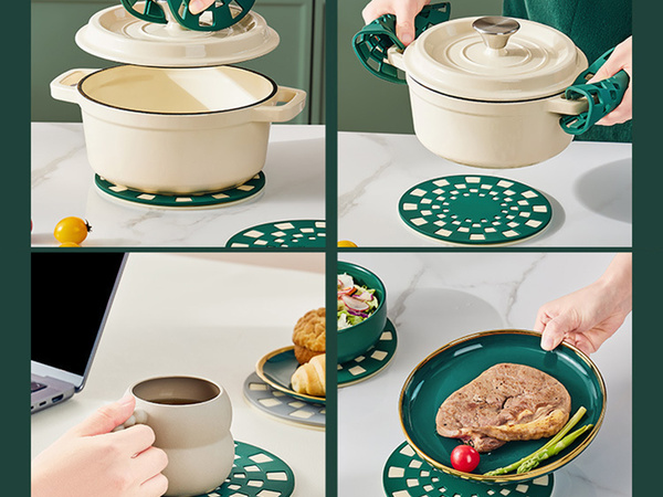 2pcs ollas y sartenes de silicona bandeja de la estufa platillo