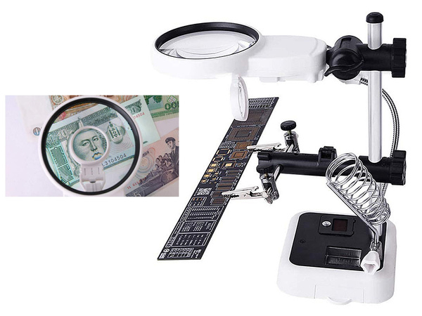 Kit de soudure troisième main porte-loupe 6 leds