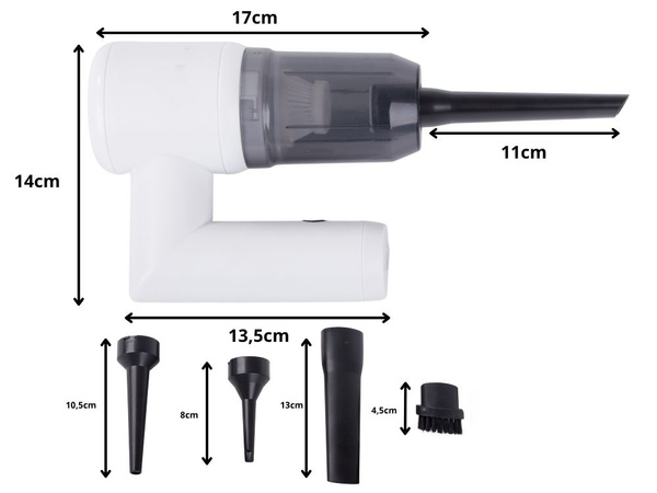 Bezvadu putekļu sūcējs 2in1 rokas pūtējs sprauslas usb filtrs