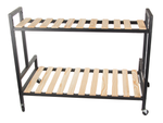 Wooden flowerbed for potted flowers two-storey shelf on wheels terrace
