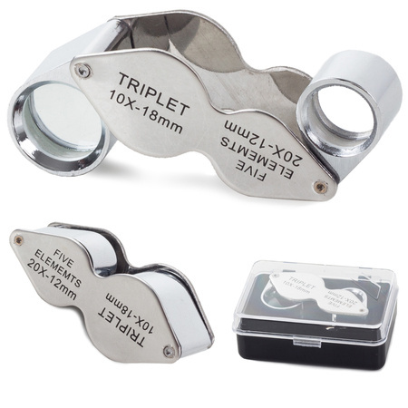 Folding pocket magnifier 10x 20x steel