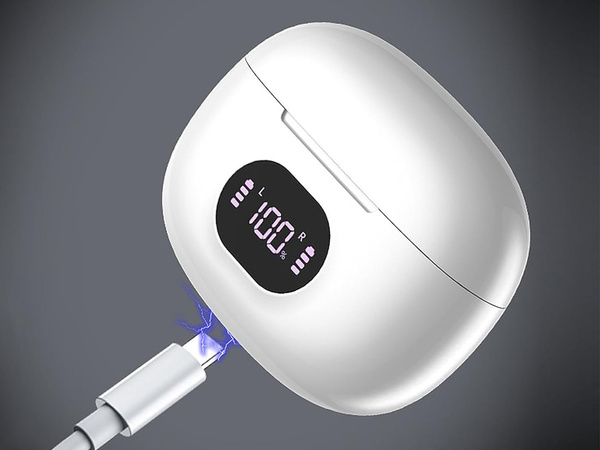 Słuchawki douszne bluetooth bezprzewodowe z etui ładującym led i mikrofonem