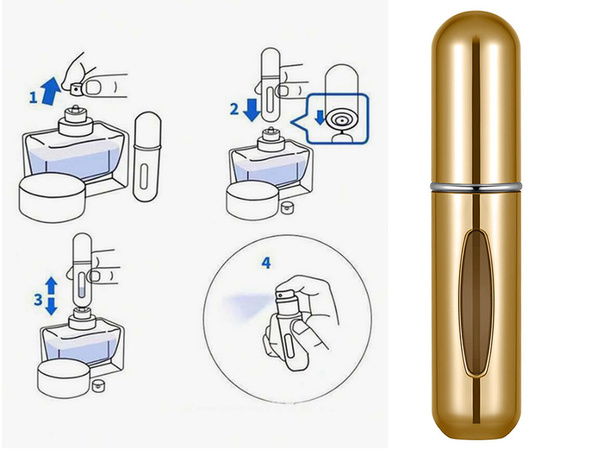 Reisipihusti koos parfüümi pihusti flakooniga 5ml parfüümidosaatoriga