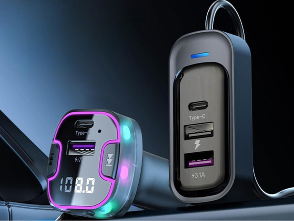 Bluetooth autós adóvevő fm 3x usb c típusú adapter töltő