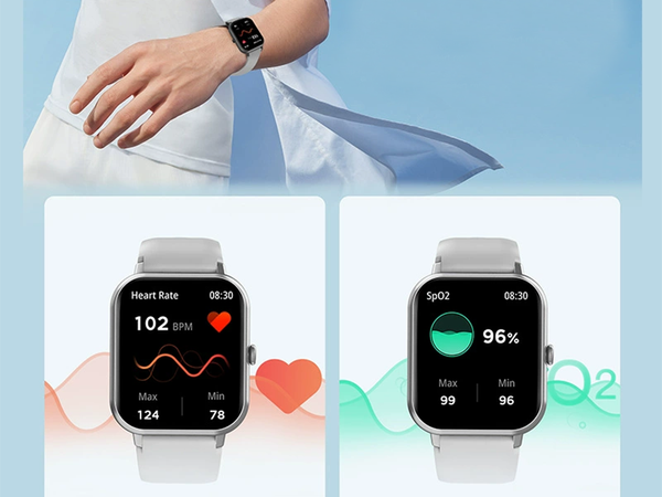 Smartwatch sieviešu vīriešu gumijas siksna sporta bluetooth sarunas pelēka