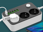 3-spot 250v 2m 6x usb polnilni vtič