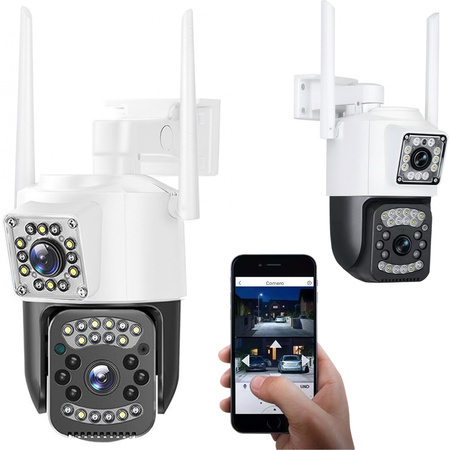 Cámara con dos objetivos wifi exterior giratoria wifi detector de movimiento ip