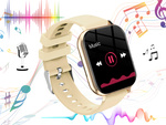 Inteligentné hodinky pre ženy a mužov s gumovým remienkom, športové, Bluetooth, volania, zlaté
