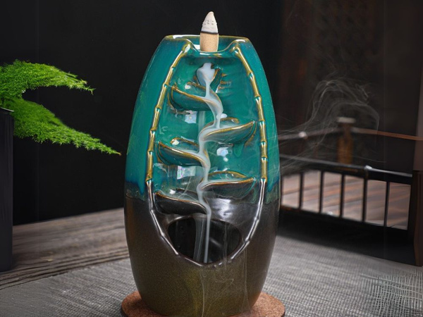 Chimenea de cerámica perfumada cascada incienso aromaterapia + 10 mechas