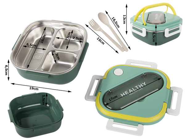 Frühstücksbox mit fächern besteckbecher lunchbox für die mikrowelle 1000 ml