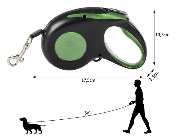 Lanyard automātiskais ar locker blokeri suņiem long strip 5m 15kg