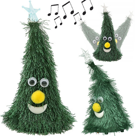 Dancing christmas tree singing singing playing gift luminous funny for monday